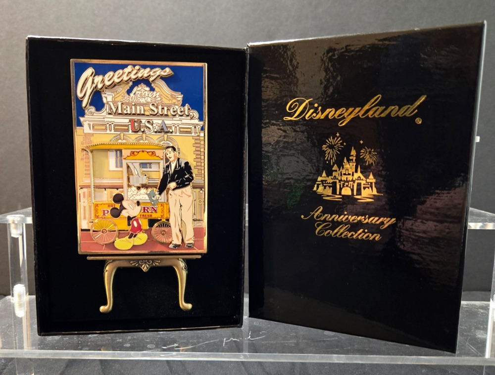 Disneyland 50th anniversary Jumbo Pin Greetings From Main Street USA